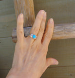 Unisex Silver Turquoise Band Ring
