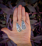 Native American Hopi Kokopelli Rain Cloud Silver Dangle Earrings