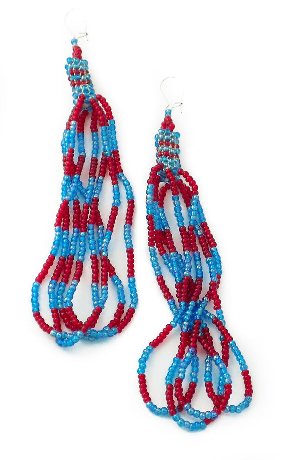 Vintage Navajo Seed Bead Dangle Earrings Native American Navajo