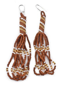 Navajo Brown Vintage Seed Bead Dangle Earrings