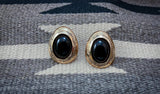 Native American Navajo 12KGF Onyx Shadow Box Earrings Ted Goodluck