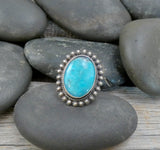 Native American Navajo Oxidized Silver Turquoise Statement Ring Size 6.5