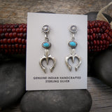 Native American Navajo Silver Horseshoe Naja Dangle Earrings