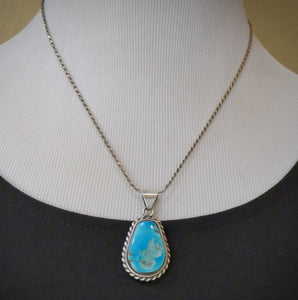Native American Navajo Sterling Silver Turquoise Pendant