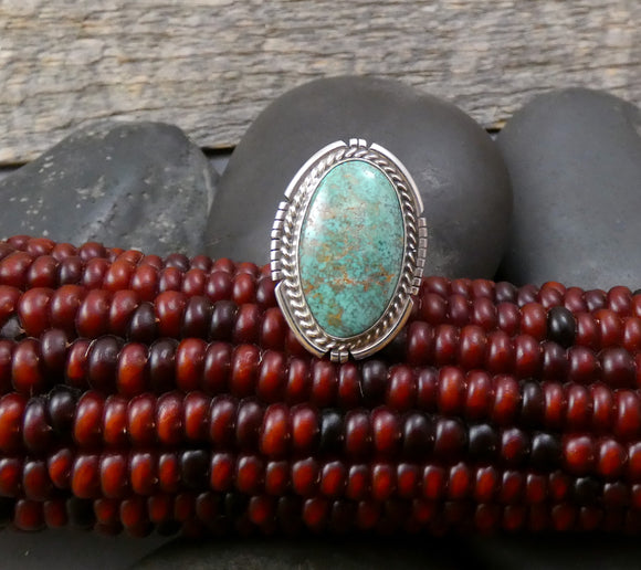Women’s Native American Silver Turquoise Ring Size 6