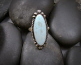 Native American Navajo Silver Large Larimar Adjustable Ring Size 8.5 - 9.75