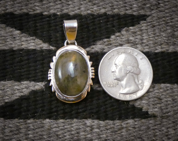 Native American Handmade 12KGF Sterling Silver Labradorite Navajo Pendant