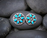 Native American Navajo Turquoise Cluster Post Earrings