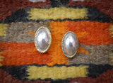 Southwestern Handmade Sterling Silver 12KGF Oval Post Earrings, Mexico