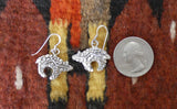 Native American Navajo Silver Fetish Bear Dangle Earrings