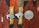 Native American Navajo Silver Fetish Bear Dangle Earrings