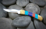 Native American Southwestern Turquoise Multi Inlay Collector Knife