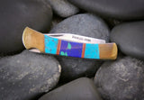 Native American Southwestern Turquoise Multi Inlay Collector Knife