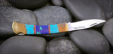 Native American Southwestern Turquoise Multi Inlay Collector Knife