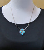 Vintage Native American Turquoise Silver Bar Style Necklace