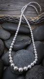 Native Style Sterling Silver Bead Necklace, 23.5 Inch Navajo Pearl Necklace