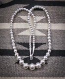 Native Style Sterling Silver Bead Necklace, 23.5 Inch Navajo Pearl Necklace