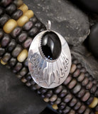 Native American Navajo Vintage Sterling Silver Onyx Pendant