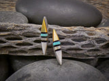 Native American Zuni Turquoise Onyx Multi Inlay Drop Earrings