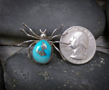 Native American Navajo Silver Turquoise Spider Hat Pin, Tie Tack