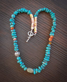 Native American Spiny Oyster Turquoise Multi Stone Necklace  