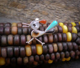 Zuni Sterling Silver Turquoise Multi Inlay Roadrunner Tie tack Hat Pin