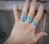 Native American Navajo Unisex Sterling Silver Turquoise Band Ring