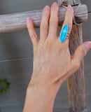 Native American Navajo Silver Turquoise Inlay Ring Size 7