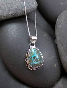 Native American Silver Turquoise Pendant and Chain