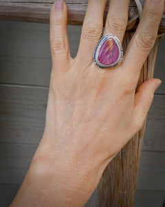 Navajo Women's Silver Purple Spiny Oyster Ring Size 8