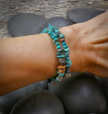 Native American Navajo Turquoise Nugget Bead Memory Wire Bracelet