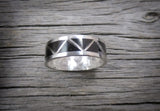 Native American Navajo Sterling Silver Onyx Band Ring 7.5