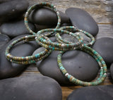 Native American Turquoise Bead Memory Wire Stacking Bracelet