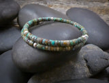 Native American Turquoise Bead Memory Wire Stacking Bracelet