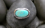 Native American Sterling Silver Oval Turquoise Pendant