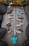 Vintage Zuni Fetish Turquoise Multi Stone 2 Strand Animal Necklace
