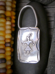 Native American Sterling Silver Kokopelli Yei Symbol Keychain