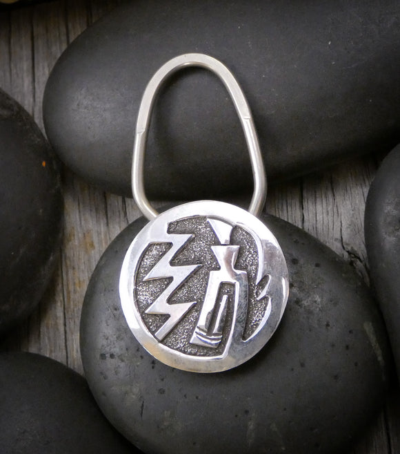 Native American Navajo Silver Round Concho Keychain