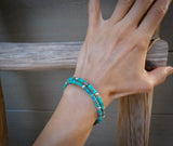 Navajo Turquoise Bead Memory Wire Stacking Bangle Bracelet