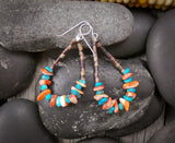 Navajo Handmade Turquoise Spiny Oyster Bead Dangle Earrings