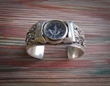 Vintage Navajo Silver Flower Scroll Women's Heavy Gauge Watch Bracelet