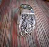 Vintage Navajo Silver Flower Scroll Women's Heavy Gauge Watch Bracelet