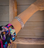 Native American Navajo Silver Twist Rope Bangle Bracelet By Tahe