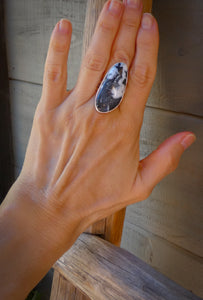 Native American Navajo Silver White Buffalo Ring Size 9.75