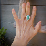 Women's Native American Sonoran Gold Turquoise Silver Ring Size 9