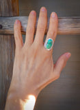 Women's Native American Sonoran Gold Turquoise Silver Ring Size 9