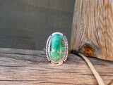 Women's Native American Sonoran Gold Turquoise Silver Ring Size 9