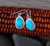 Native American Kingman Sterling Silver Turquoise Dangle Earrings