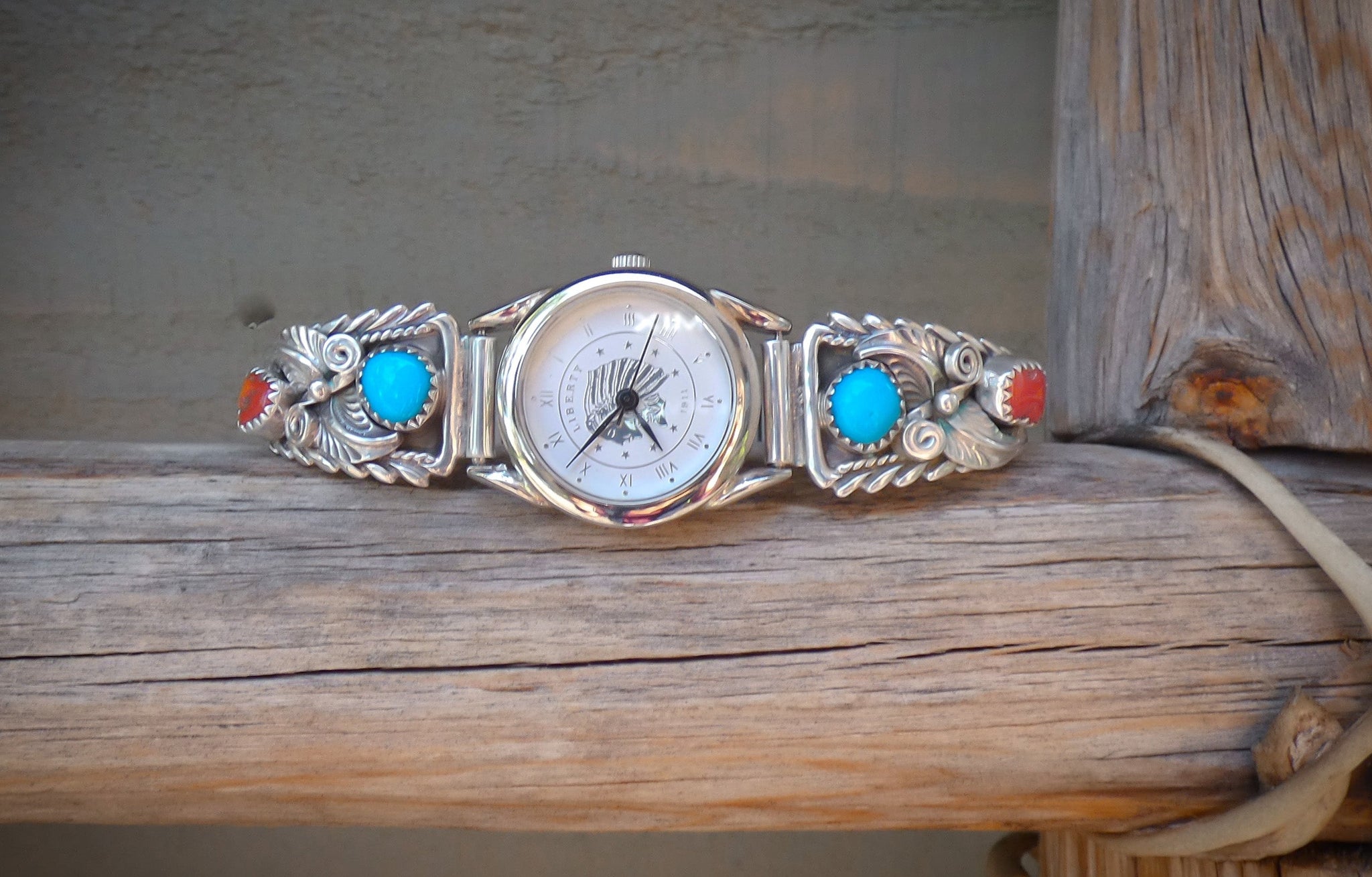 Vintage Navajo Sterling Silver Watch Tips Old Pawn Turquoise Coral Band  1441 - Etsy