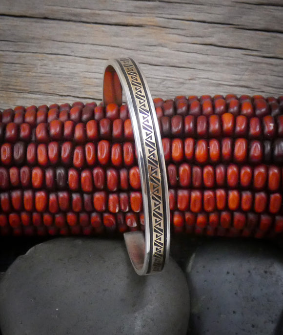 Native American Navajo 14k Gold Sterling Silver Bracelet